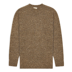 Burrows & Hare Merino Donegal Crew Neck Jumper - Light Brown - Burrows and Hare