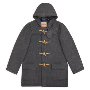 Burrows & Hare Water Repellent Wool Duffle Coat - Grey - Burrows and Hare