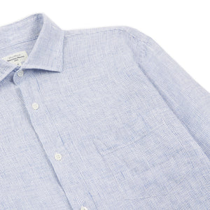 Hartford Paul Linen Thin Stripe Shirt - Blue