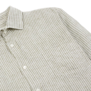 Hartford Paul Linen Stripe Shirt - Army