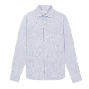 Hartford Paul Linen Thin Stripe Shirt - Blue