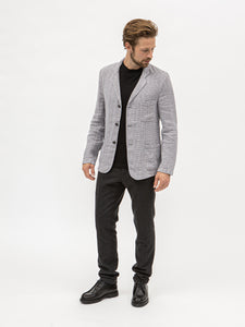 Burrows & Hare Houndstooth Linen Blazer - Pink/Grey - Burrows and Hare