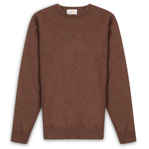 Burrows & Hare Scottish Lambs Wool Crew Neck Jumper - Mocha - Burrows and Hare