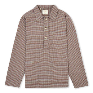 Burrows & Hare Houndstooth Pull Over Shirt - Rust - Burrows and Hare