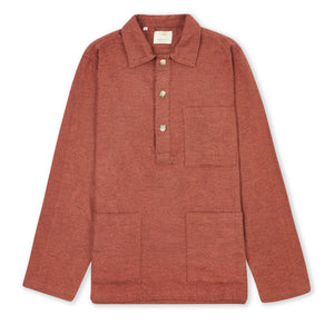 Burrows & Hare Houndstooth Pull Over Shirt - Red - Burrows and Hare