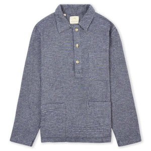 Burrows & Hare Houndstooth Pull Over Shirt -Blue - Burrows and Hare