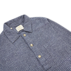 Burrows & Hare Houndstooth Pull Over Shirt -Blue - Burrows and Hare