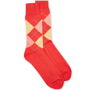 Burrows & Hare Argyle Socks - Red - Burrows and Hare