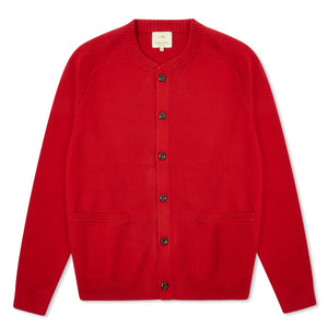 Burrows & Hare Baseball Cardigan - Red - Burrows and Hare