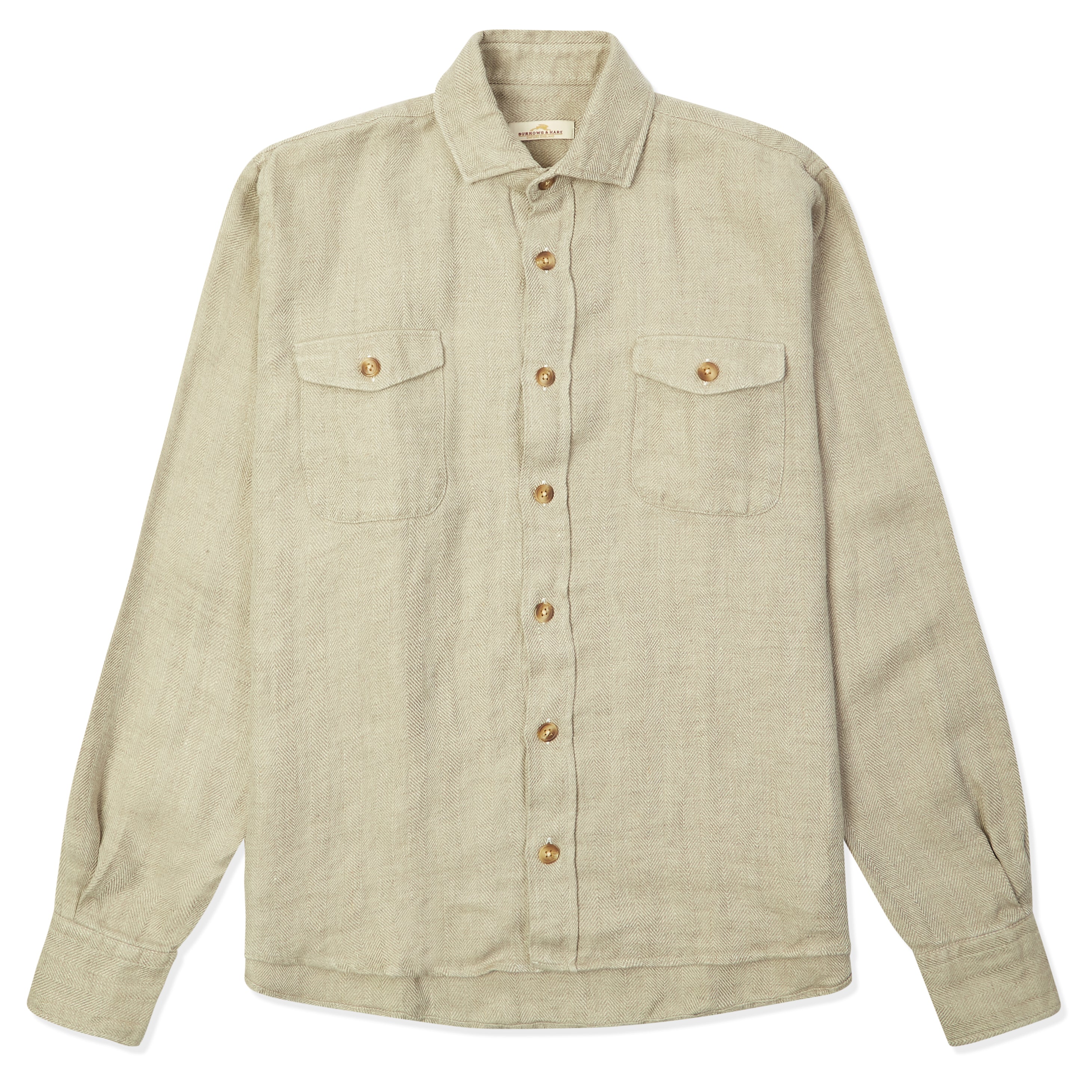 Burrows & Hare Linen Herringbone Overshirt - Burrows and Hare