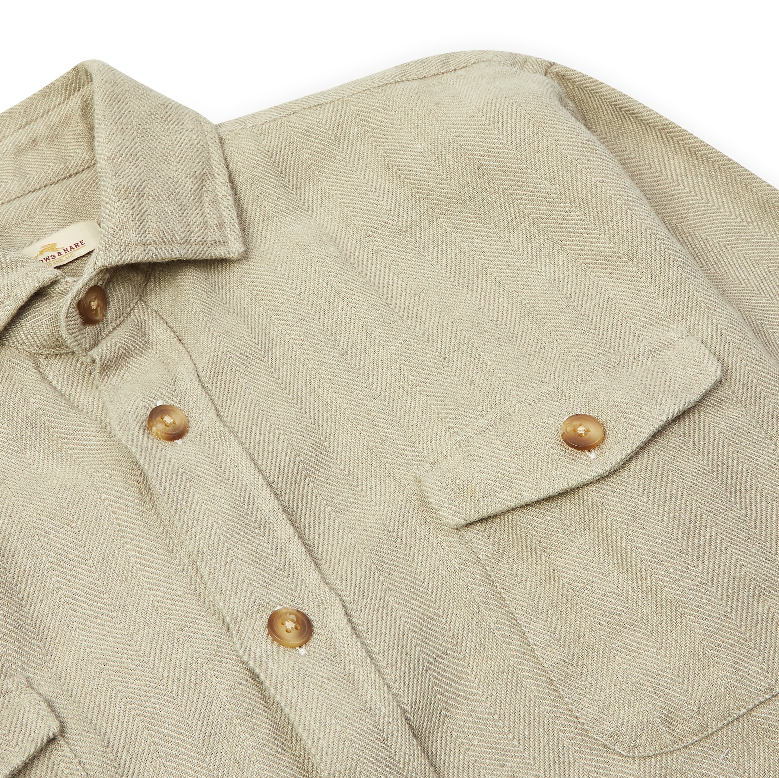 Burrows & Hare Linen Herringbone Overshirt - Burrows and Hare