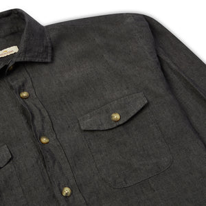 Burrows & Hare Linen Pockets Shirt - Charcoal - Burrows and Hare