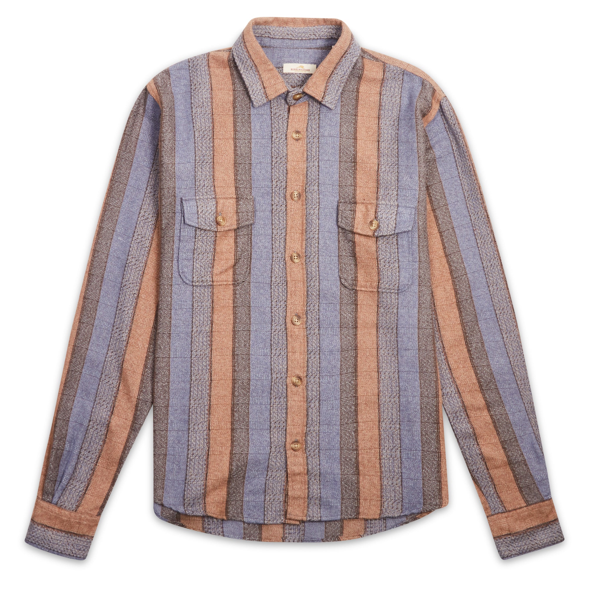 Burrows & Hare Over Shirt - Stripe Blue/Sand - Burrows and Hare