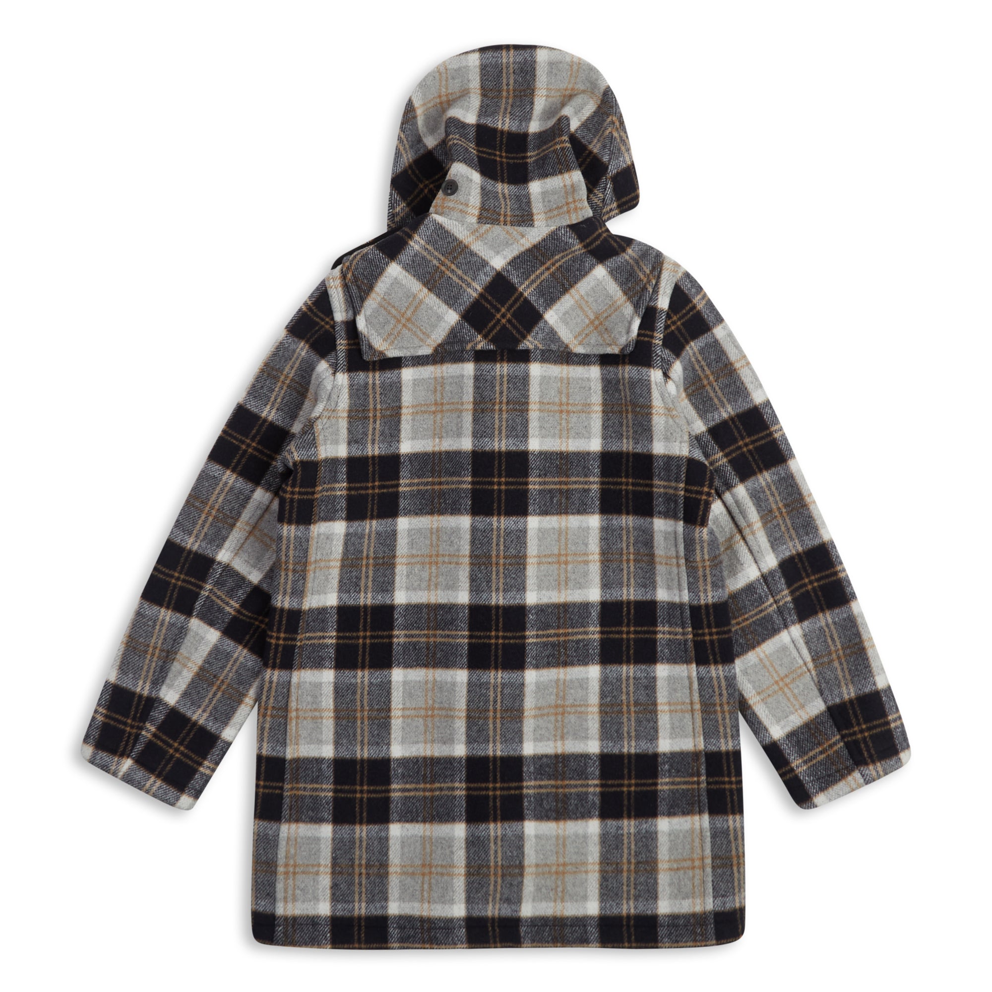 Burrows & Hare Water Repellent Wool Duffle Coat - Grey Tartan - Burrows and Hare