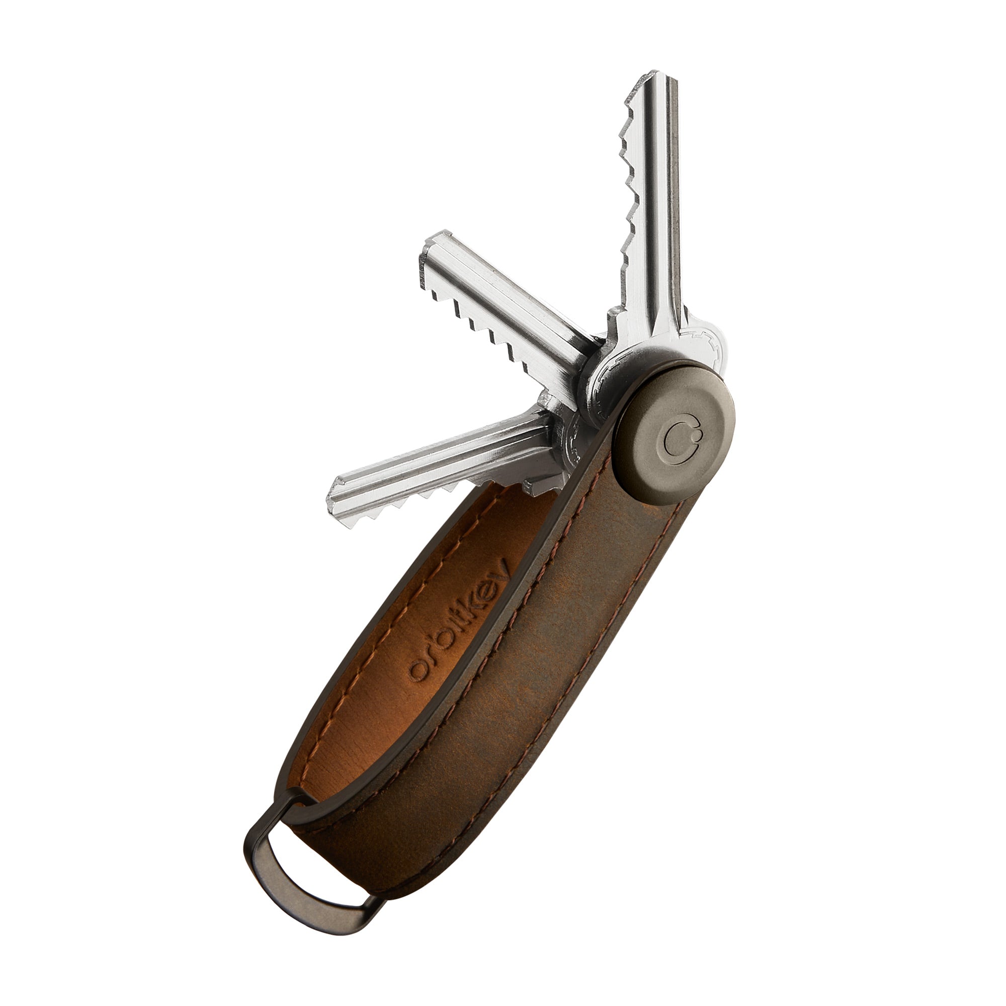 Orbit Key - Key Organiser Crazy Horse Leather Oak Brown/Brown - Burrows and Hare