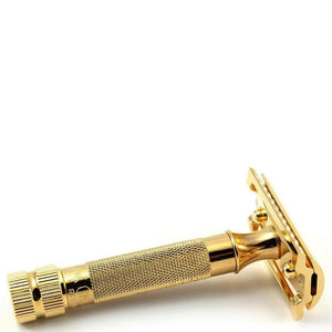 Merkur Gold Plated Classic Double Edge Safety Razor Short Handle - Burrows and Hare