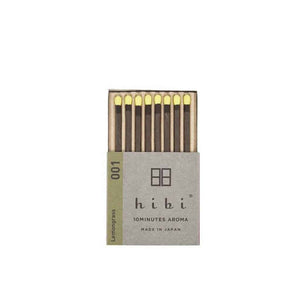 Hibi 10 Minutes Aroma Boxed Matchstick Incense - Lemongrass 001 - Burrows and Hare
