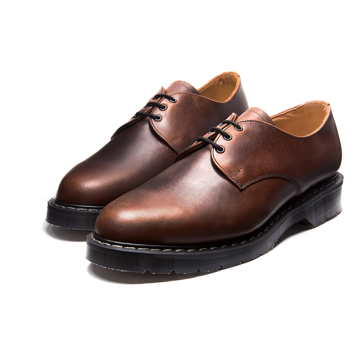 Solovair Gibson Shoe - Brown Gaucho Crazy Horse Greasy Solovair Original Sole Smoke - Burrows and Hare