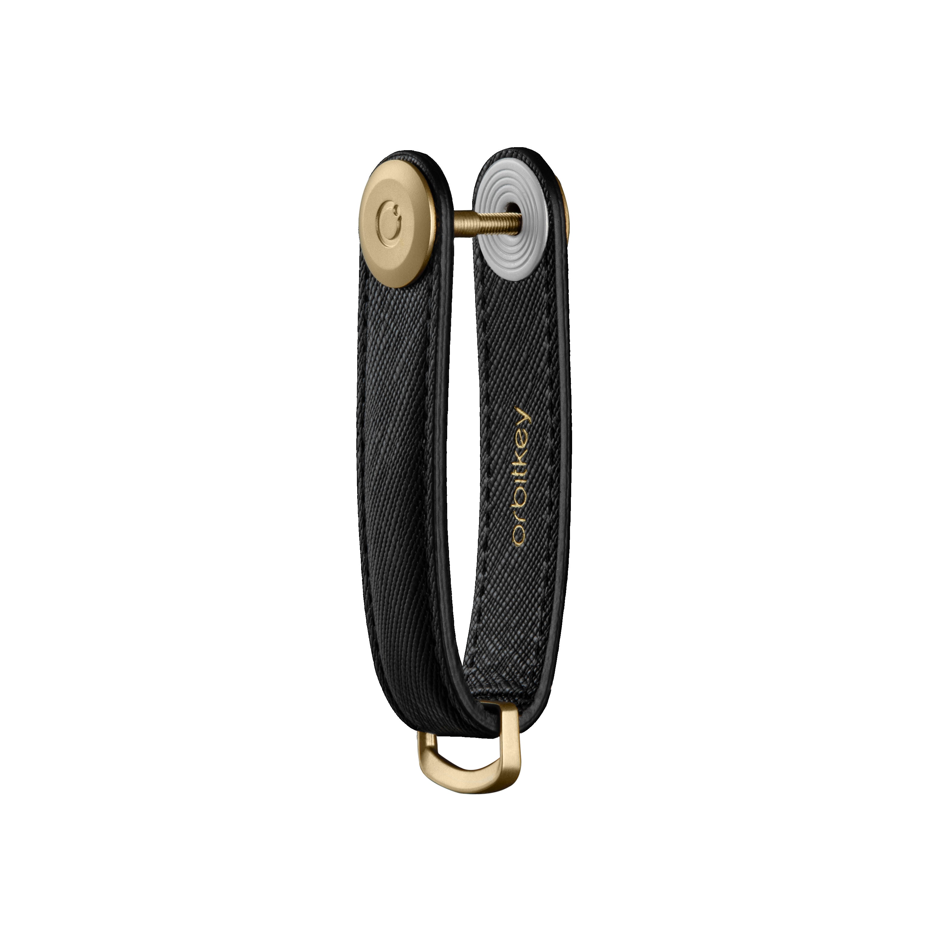 Orbit Key - Key Organiser Saffiano Leather Liquorice Black - Burrows and Hare