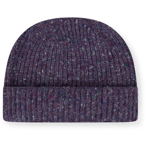Burrows & Hare Merino Donegal Wool Beanie Hat - Purple - Burrows and Hare