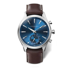 Kronaby Sekel 41 Steel - Blue, Brown Leather - Burrows and Hare
