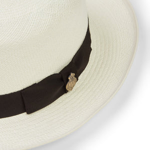 Christys' Classic Folder Panama Hat - Black Band Bleached - Burrows and Hare