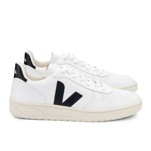 Veja V-10 Leather Trainer - Extra White / Black - Burrows and Hare