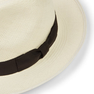 Christys' Classic Preset Panama Hat - Black Band Bleached - Burrows and Hare