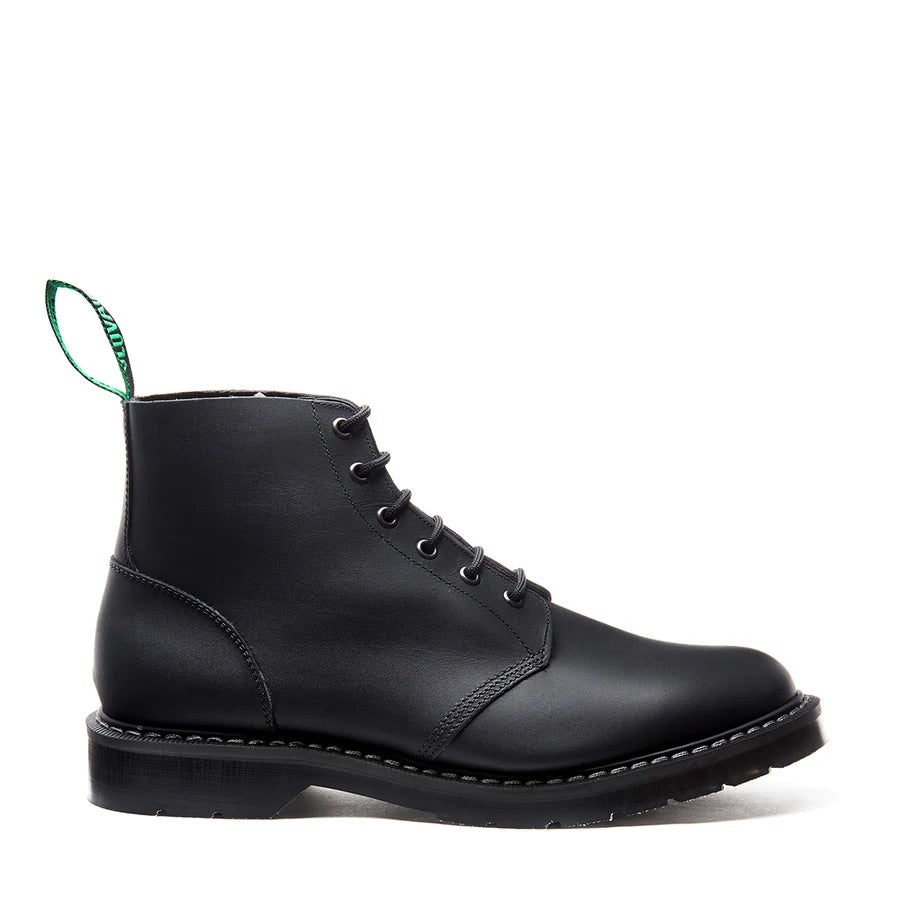 Solovair 6 Eye Astronaut Boot - Black Greasy Solovair Original Sole Smoke - Burrows and Hare