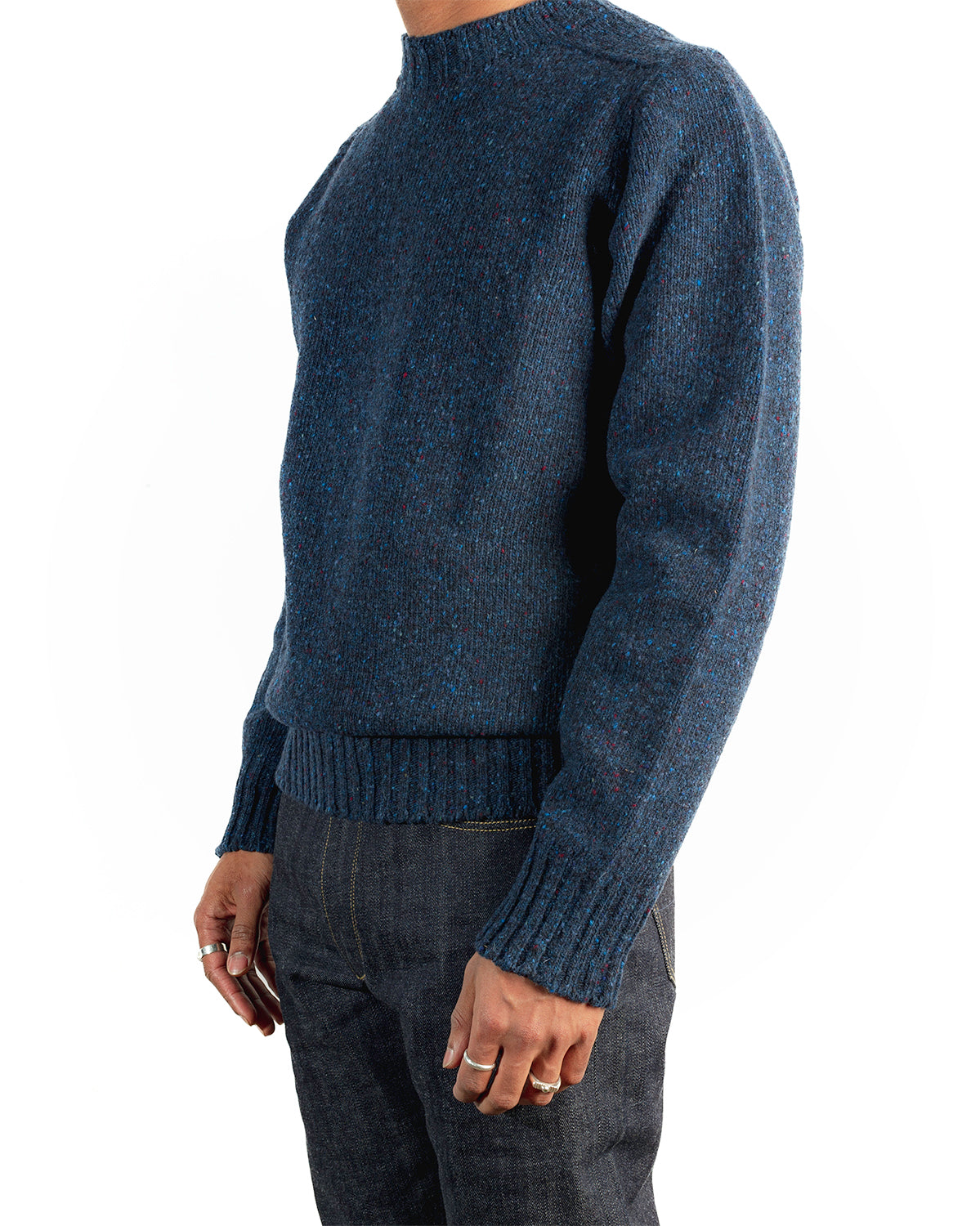 Burrows & Hare Merino Donegal Crew Neck Jumper - Petrol