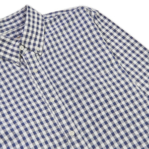 Burrows & Hare Gingham Button Down Shirt - Blue - Burrows and Hare