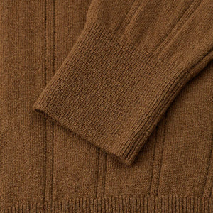 Oliver Spencer Pablo Knitted Polo Shirt - Oslo Brown - Burrows and Hare