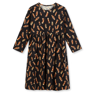 Burrows & Hare Women’s Feather Print Dress - Black - Burrows and Hare