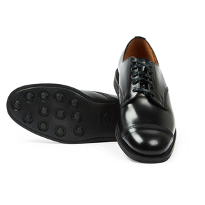 Sanders Military Style Leather Derby Shoes - Black - Burrows and Hare