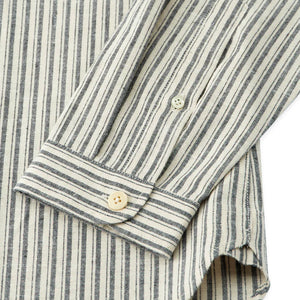 Oliver Spencer Grandad Shirt - Fleming Cream & Charcoal - Burrows and Hare