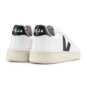 Veja V-10 Leather Trainer - Extra White / Black - Burrows and Hare