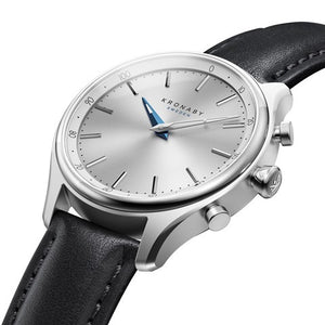 Kronaby Sekel 38mm Hybrid Smartwatch - Silver, Black Leather - Burrows and Hare