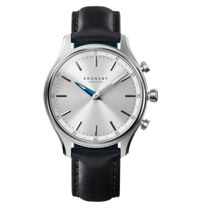 Kronaby Sekel 38mm Hybrid Smartwatch - Silver, Black Leather - Burrows and Hare